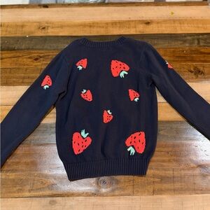 LOFT Navy V-Neck Sweater with Red Accent